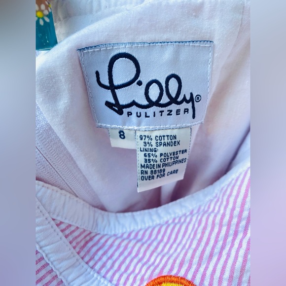 vintage Lilly Pulitzer pink striped orange fruit halter mini dress size/8 - Picture 3 of 6